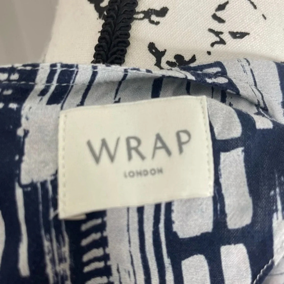 Wrap London Lyocell Linen Blend Top - Size 6 -‎ Blue Gray Print with Button-Down - Picture 6 of 7